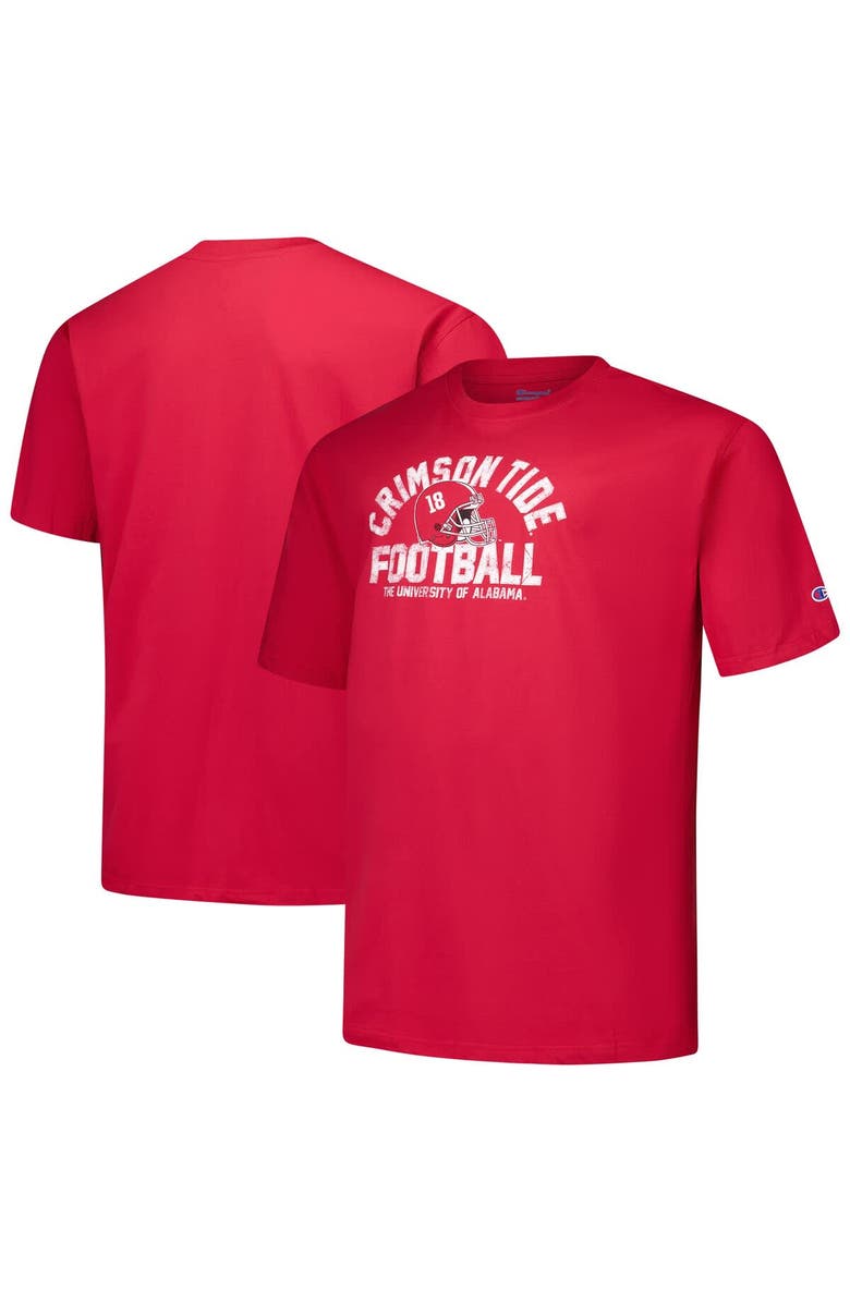 Champion Men's Champion Crimson Alabama Crimson Tide Big & Tall Football Helmet T-Shirt, Main, color, 