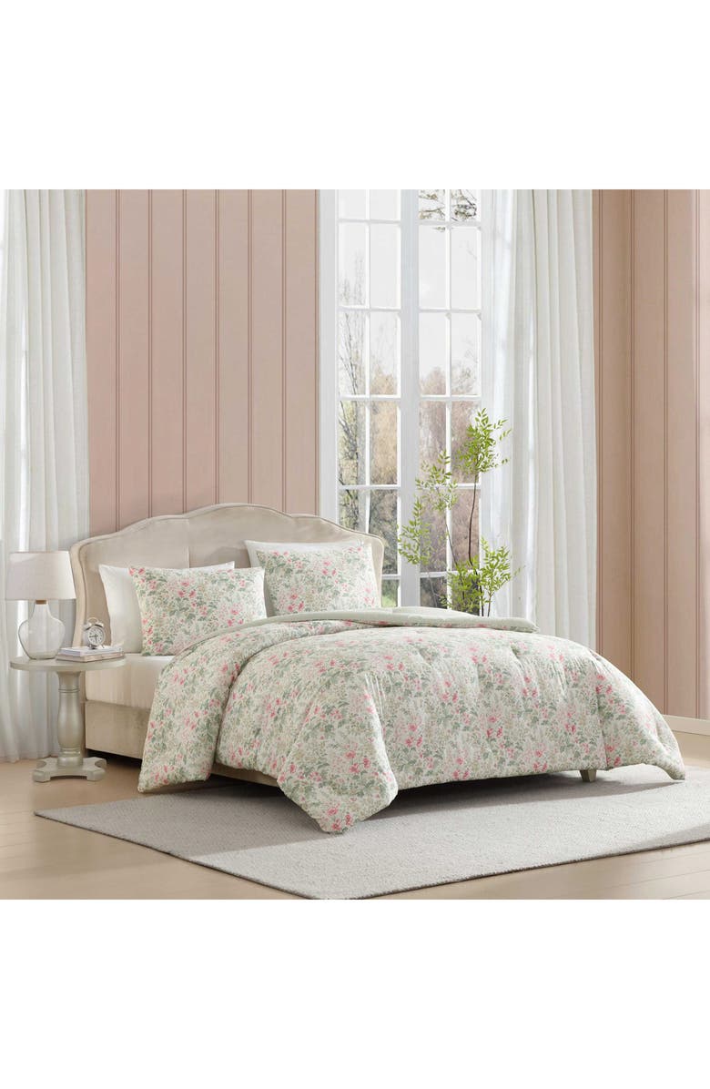 Laura Ashley Arden Floral Comforter Set, Alternate, color, Light/ Pink