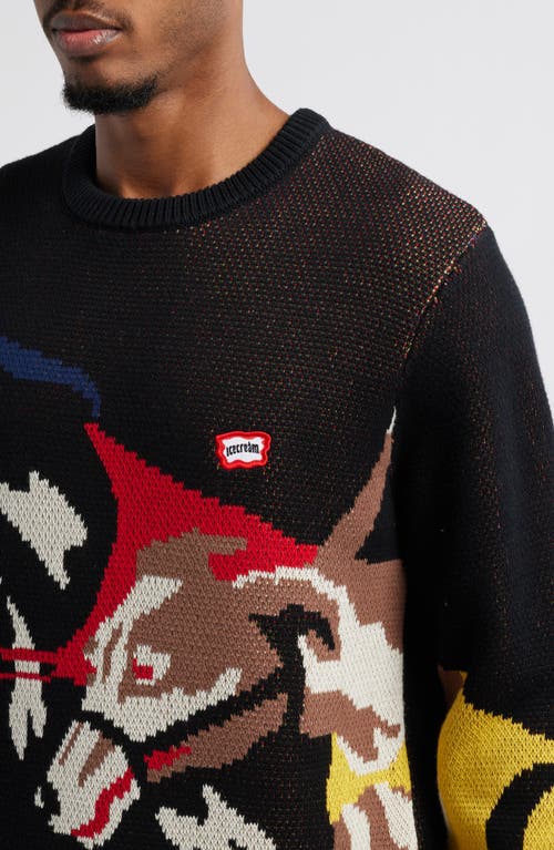Icecream Race Cotton Crewneck Sweater In Black