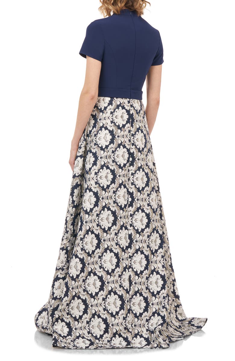 Kay Unger Donatella Jacquard & Stretch Crepe Maxi Romper, Alternate, color, 