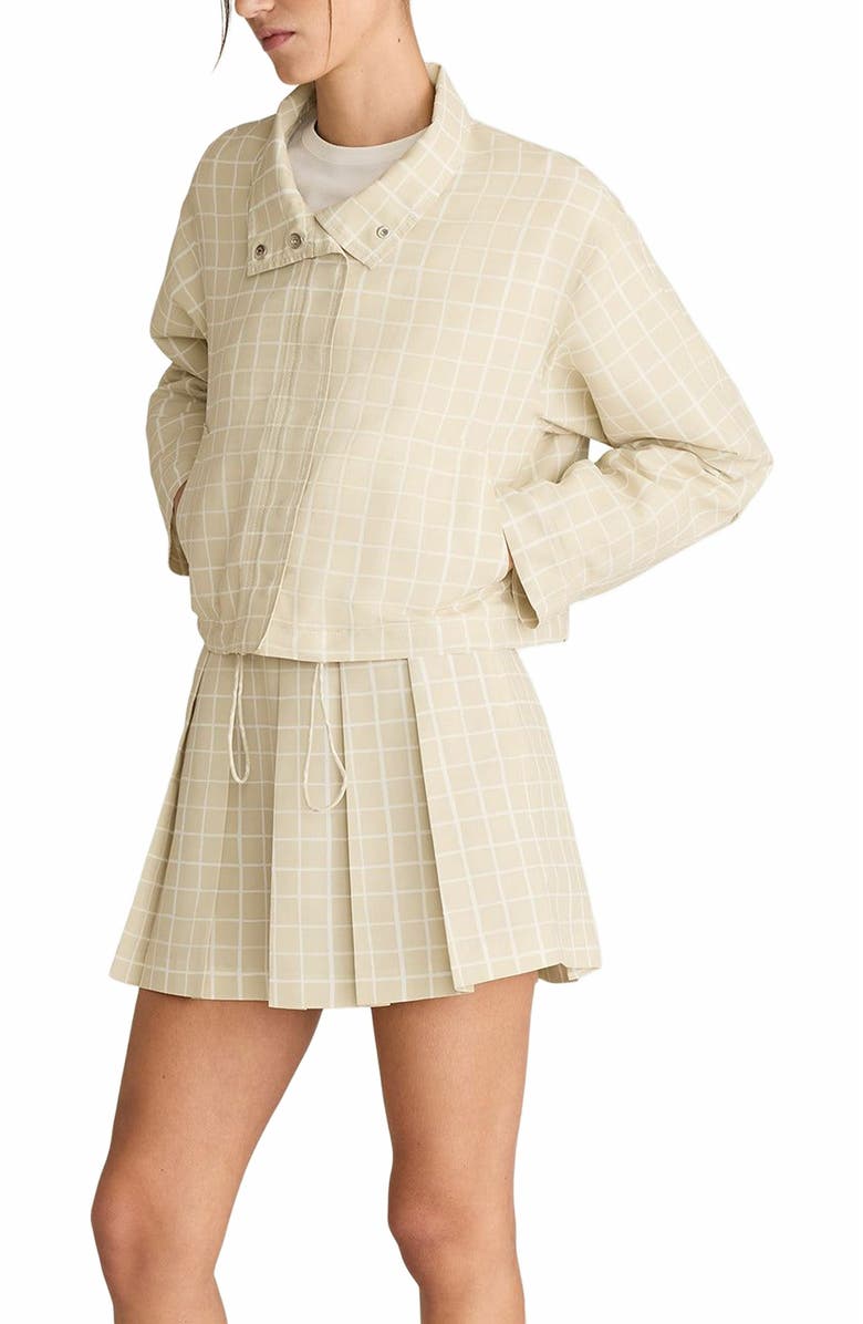 Rebecca Taylor Painterly Windowpane Cropped Faille Jacket, Alternate, color, Sand Combo