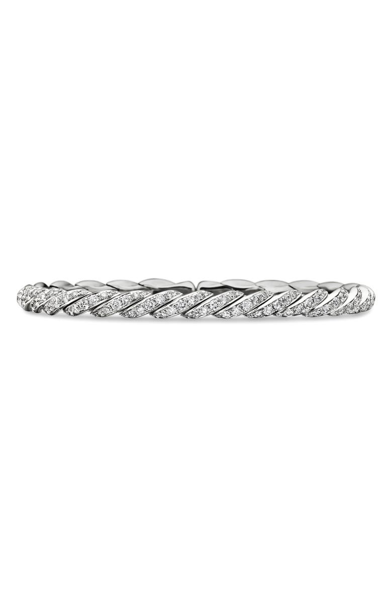 David Yurman Paveflex Bracelet with Diamonds in White Gold, 5mm, Main, color, Silver