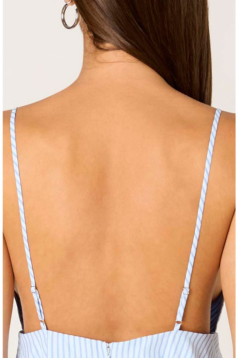 Alessia Stripe Plunge Neck Babydoll Minidress, Alternate, color, SKY