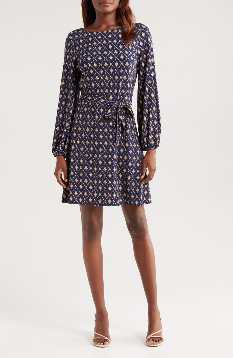 Tommy Bahama Diamond Cay Tie Belt Long Sleeve Stretch Minidress, Main, color,