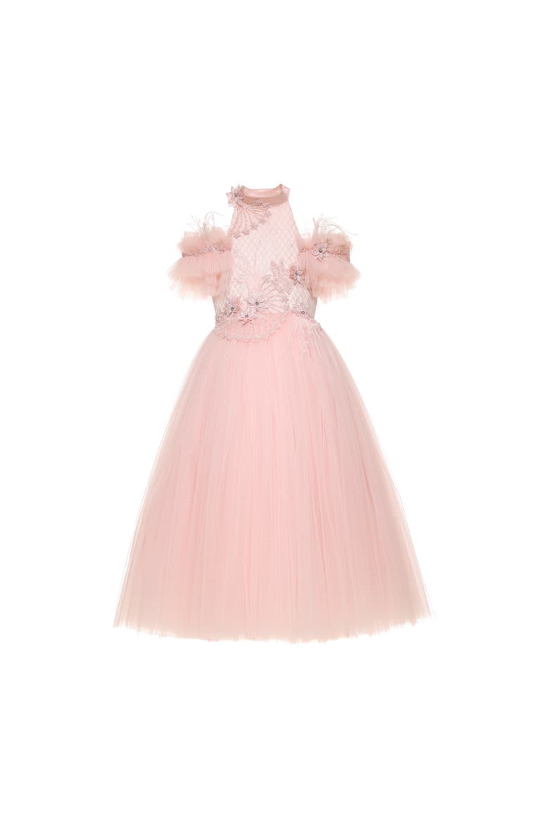 Freya Lace Embellished Tulle Gown, Main, color, pink