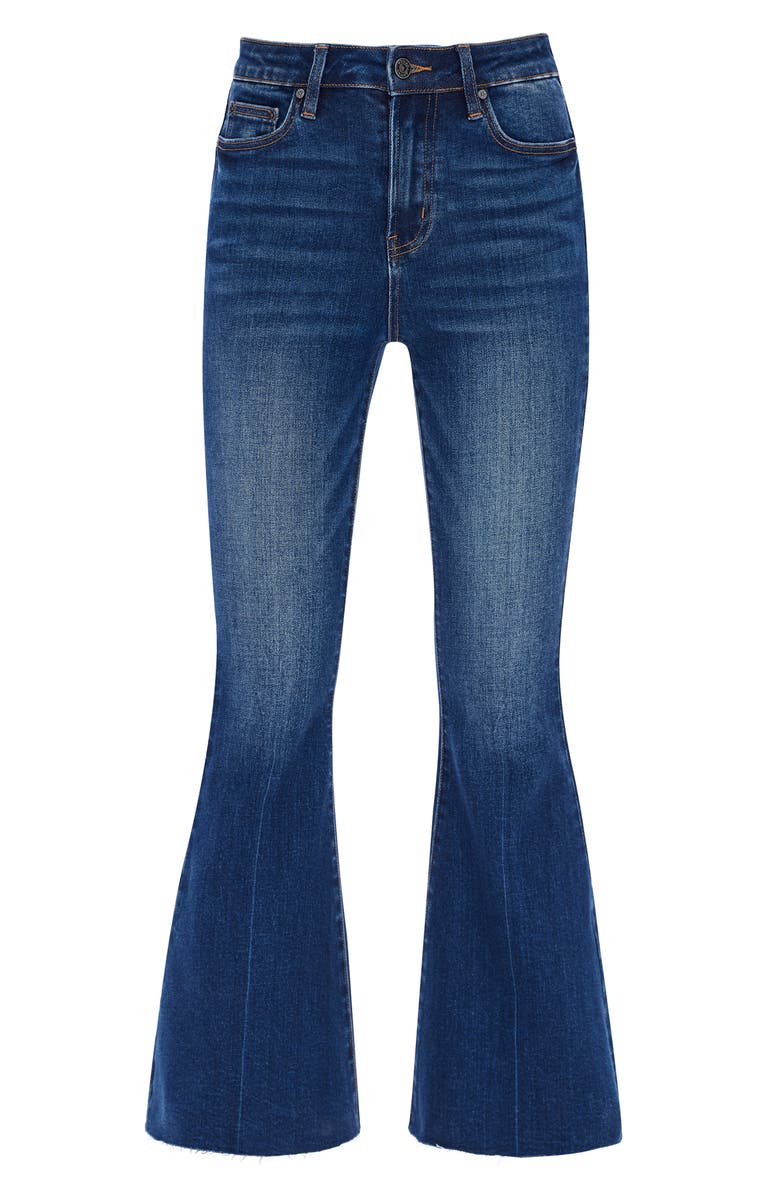 Bayeas Ara High Waist Raw Hem Ankle Flare Jeans, Alternate, color, Medium Blue