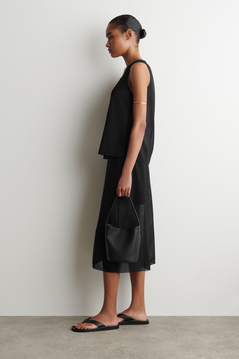 Semi-sheer Layered Wool Top, Alternate, color, BLACK