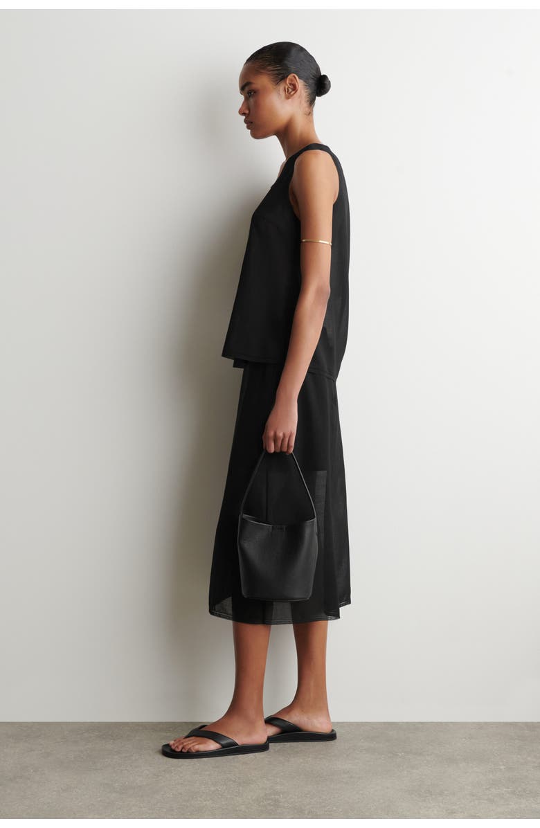 COS Semi-sheer Layered Wool Top, Alternate, color, Black