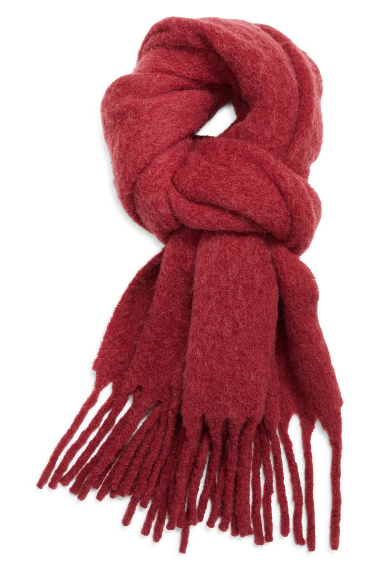 Fuzzy Alpaca Blend Scarf, Alternate, color, RED