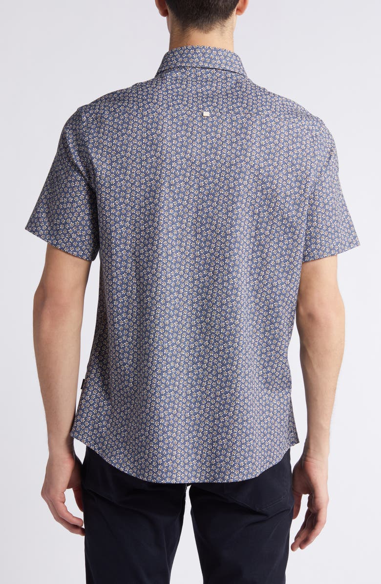 Stone Rose Floral Short Sleeve Stretch Cotton Blend Button-Up Shirt, Alternate, color, 