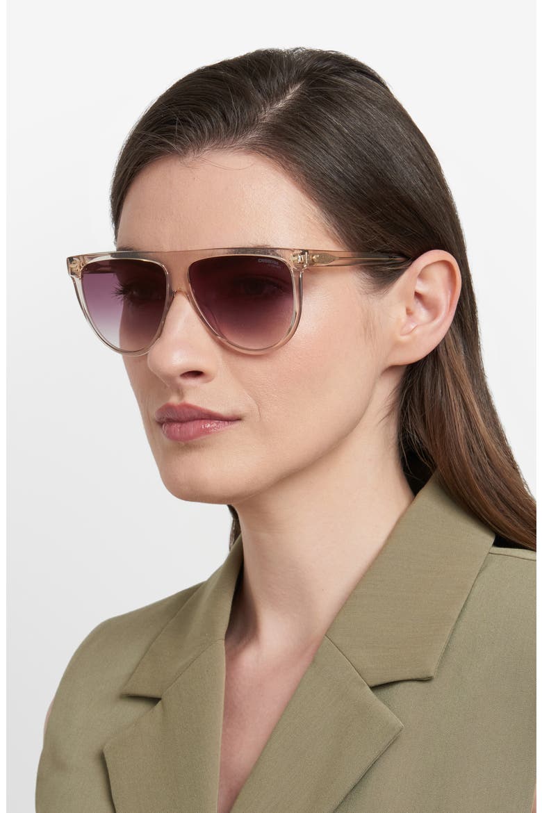 60mm Gradient Flat Top Sunglasses, Alternate, color, NUDE/ BROWN