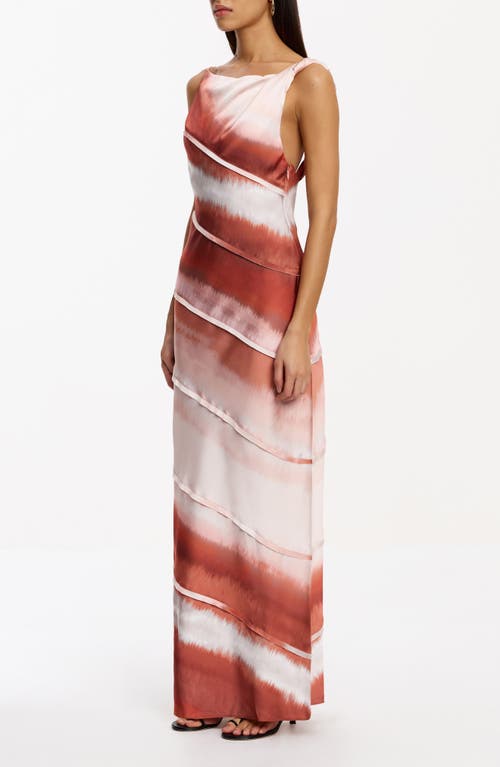 Significant Other Kahlo Stripe Satin Gown In Brown