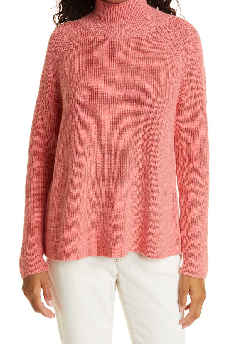 Raglan Sleeve Merino Wool Turtleneck Sweater, Main, color, SORBET