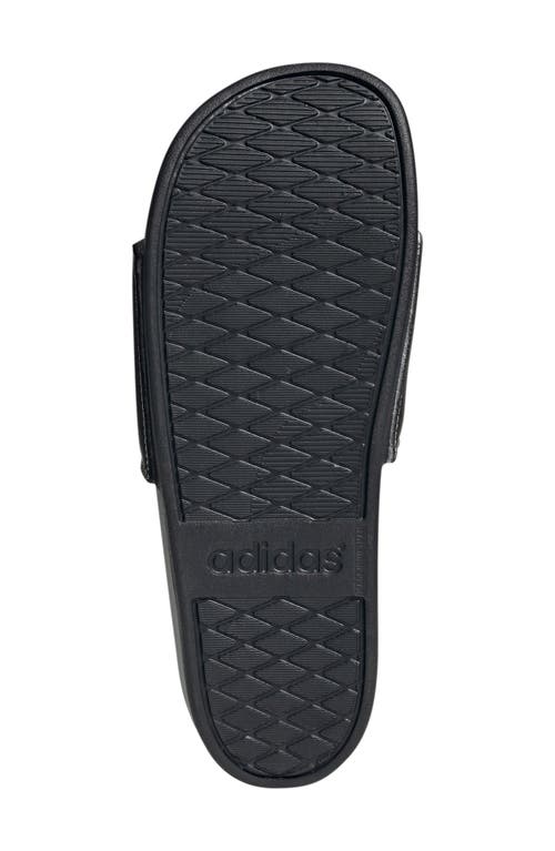Adidas Originals Adidas Adilette Comfort Slide Sandal In Black/black/silver Metallic