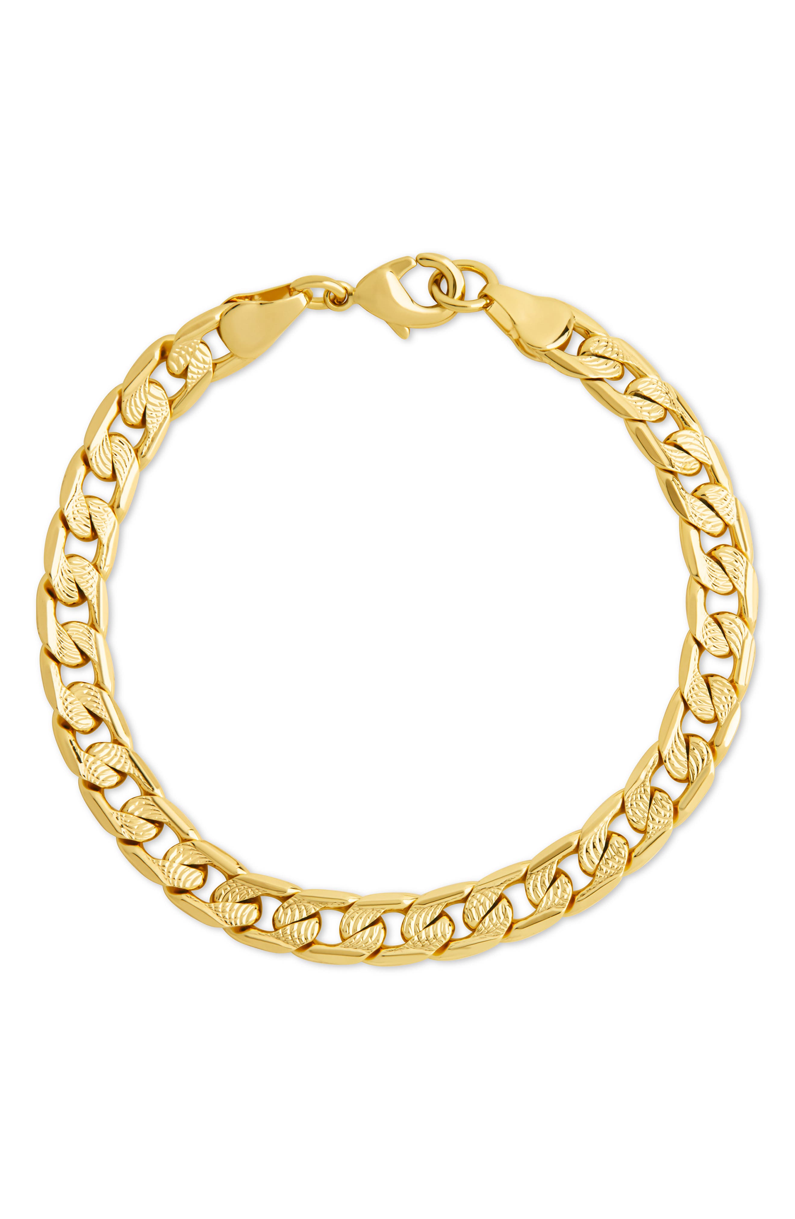 Sterling Forever Textured Figaro Chain Bracelet