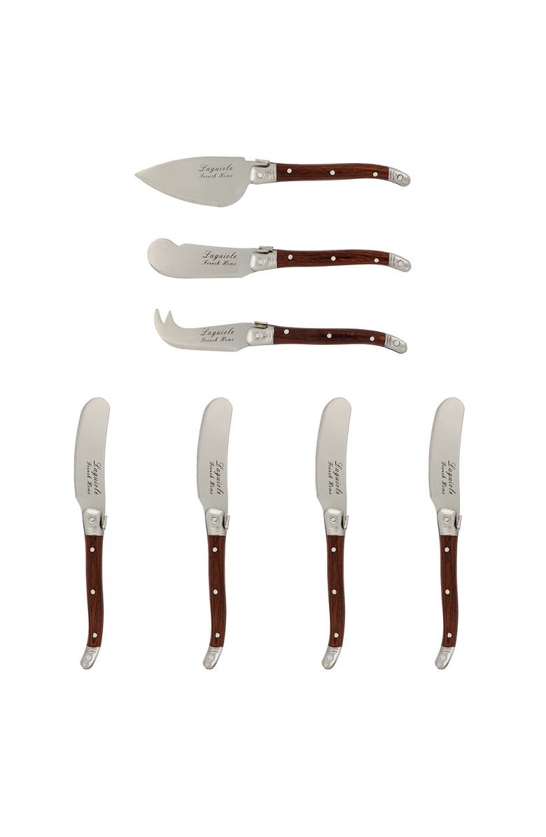FRENCH HOME 7-Piece Laguiole Pakkawood Cheese Set, Alternate, color, Wood Grain