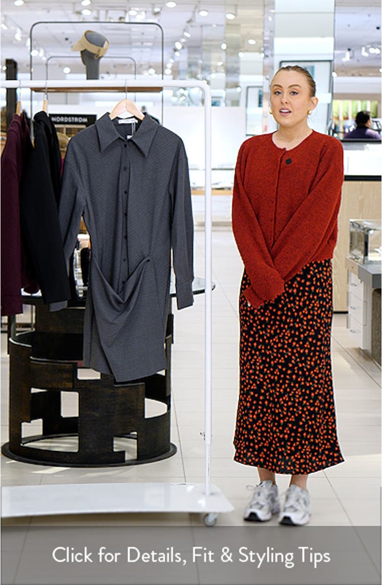 Pinstripe Long Sleeve Wrap Shirtdress, sales video thumbnail