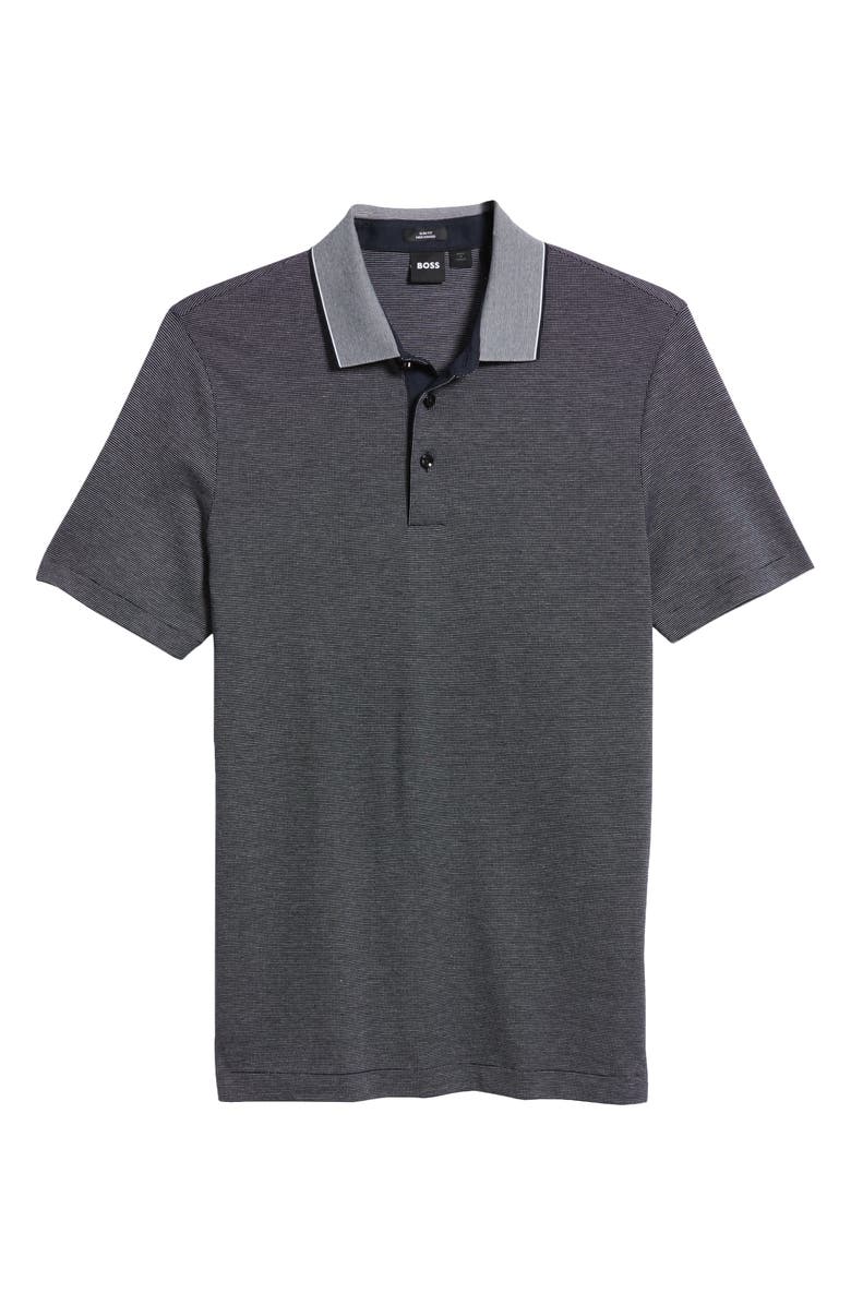 BOSS Pitton Slim Fit Mercerized Cotton Polo, Alternate, color, Dark Blue