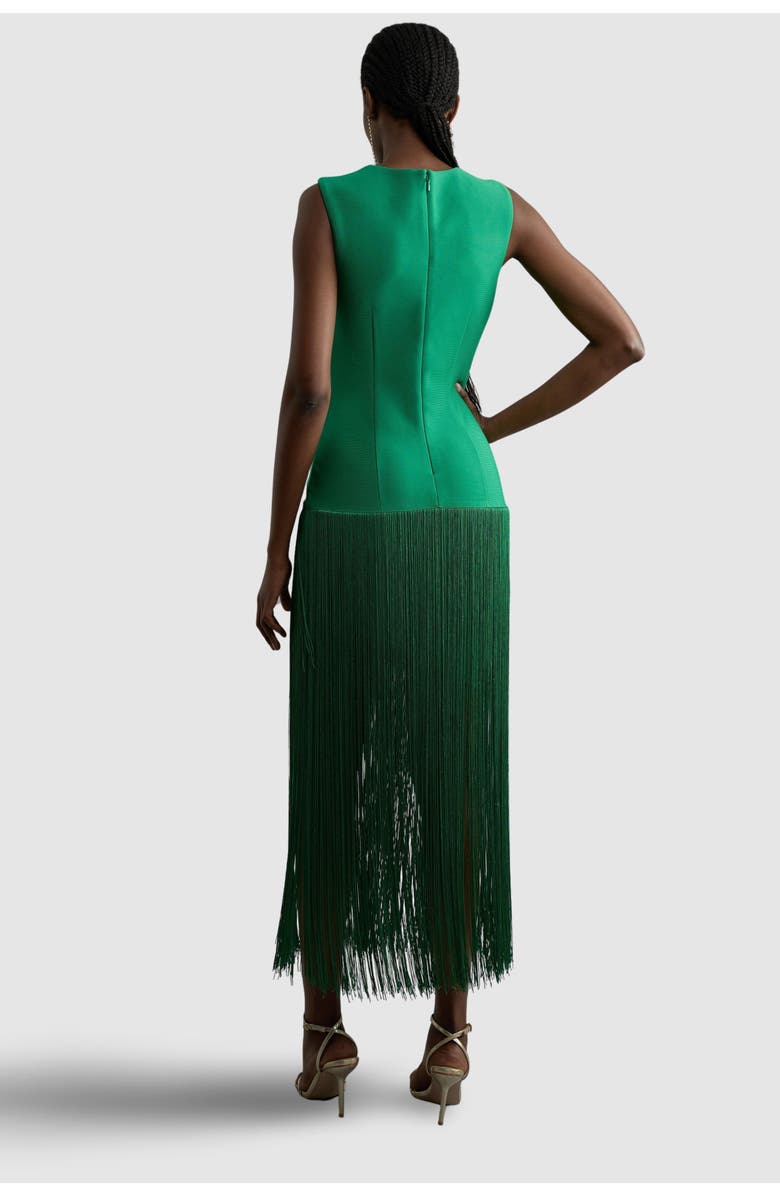 Karen Millen Tassel Hem Knitted Dress, Alternate, color, Green