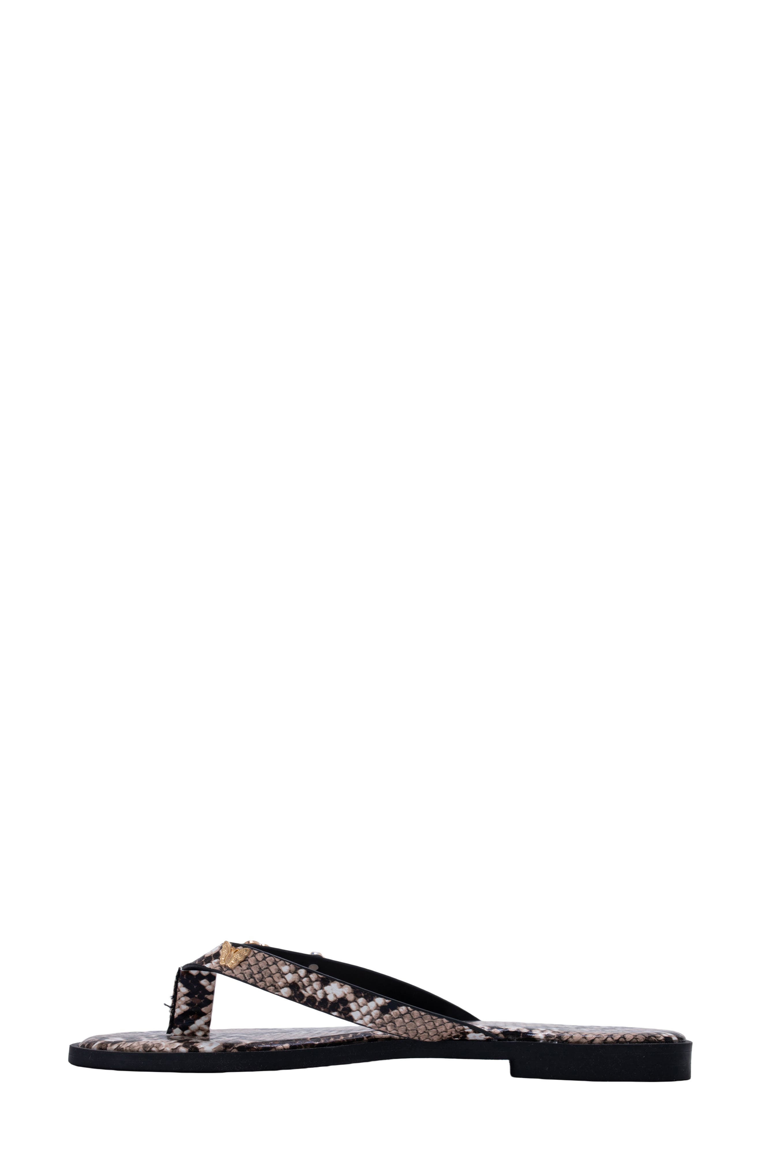 bebe Python Embossed Thong Sandal, Alternate, color, Black Multi