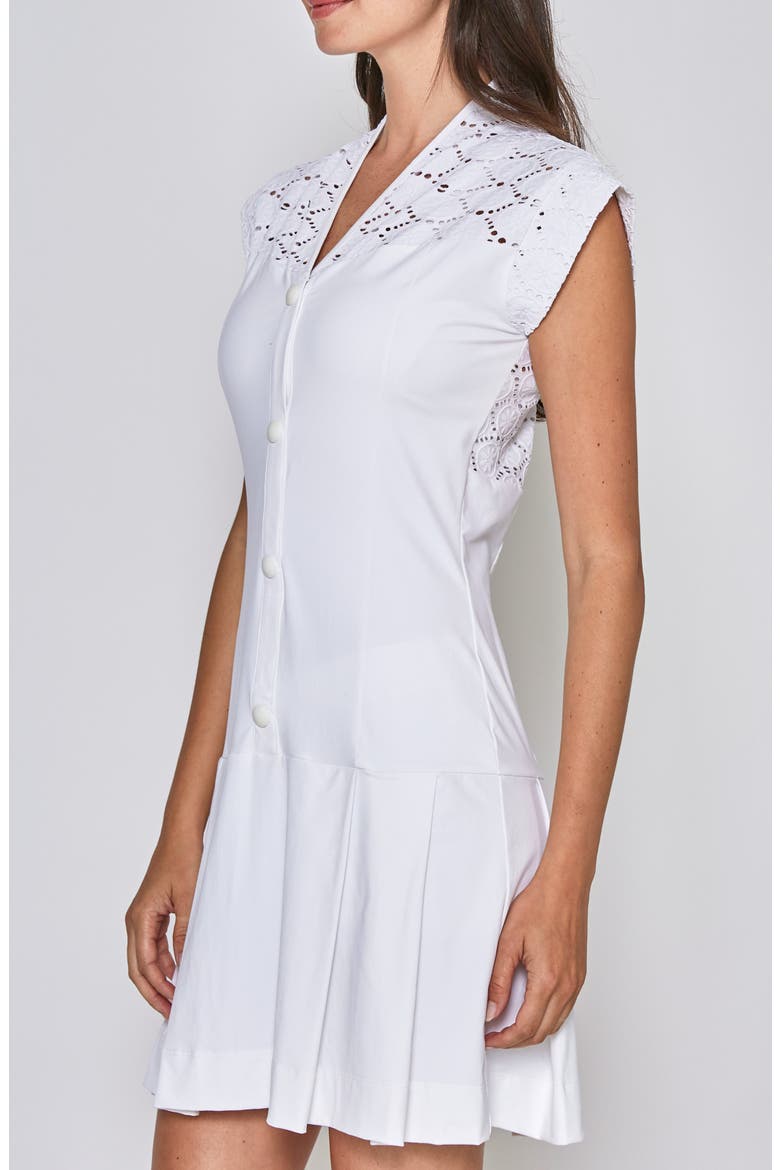 CAP SLEEVE LACE DRESS, Alternate, color, WHITE