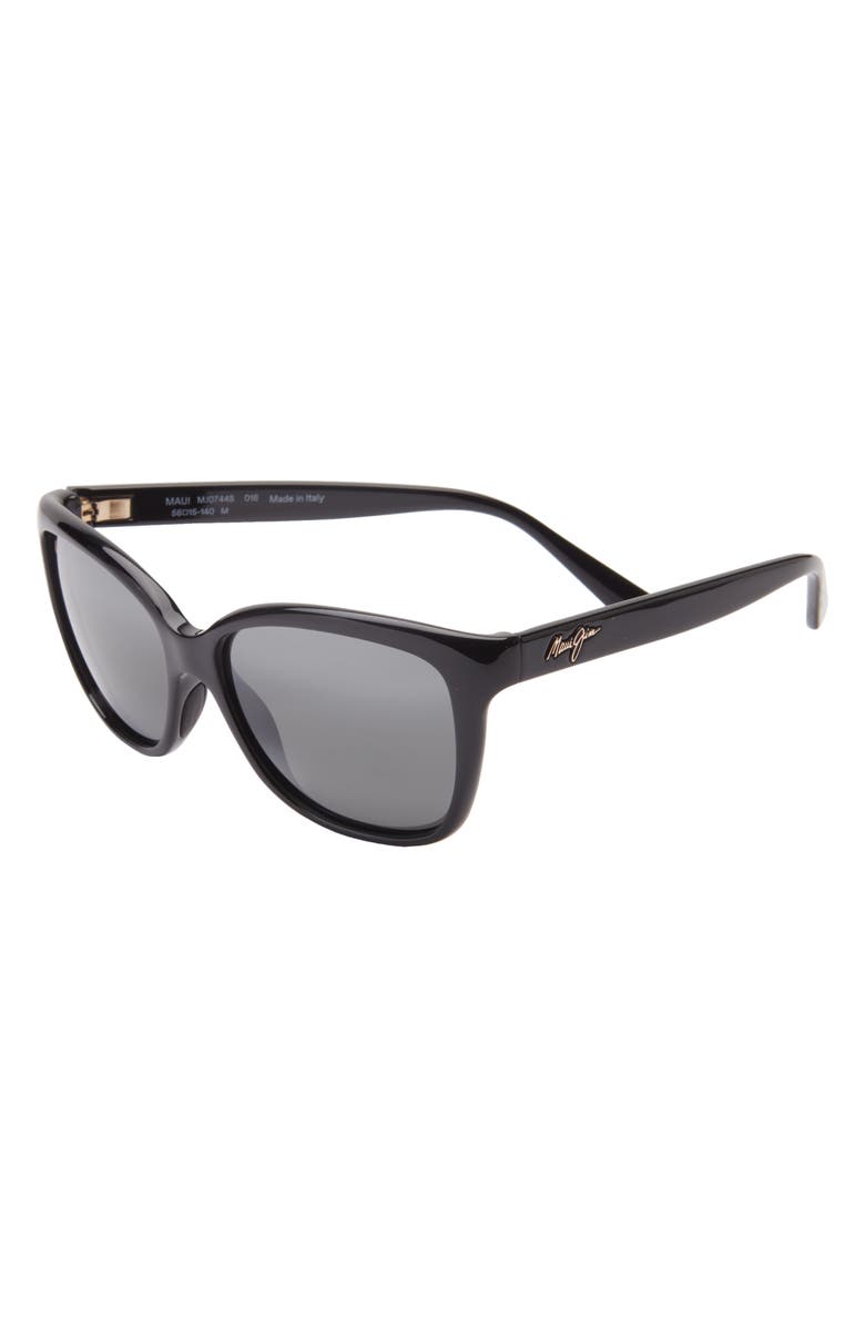 Maui Jim Starfish 56mm PolarizedPlus2<sup>®</sup> Cat Eye Sunglasses, Alternate, color, Black