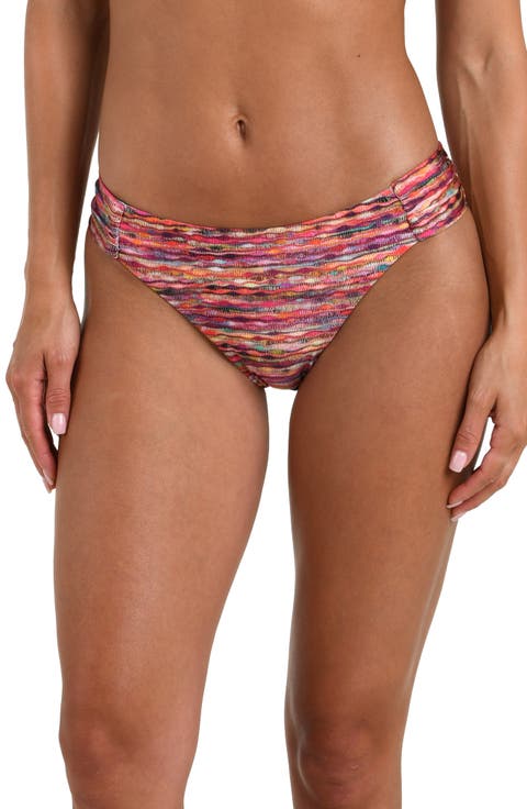 Shimmer Ripple Shirred Side Hipster Bikini Bottoms