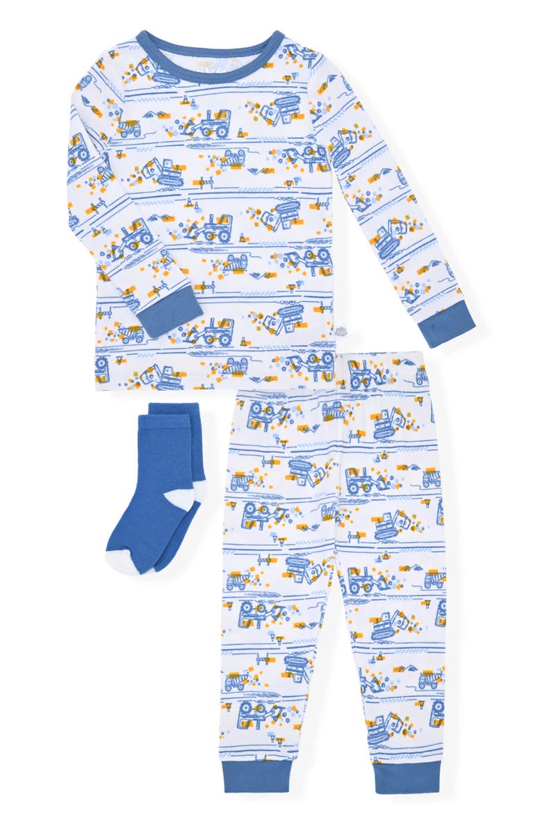 SLEEP ON IT Kids' Construction Trucks Two-Piece Pajamas & Socks Set, Main, color, 