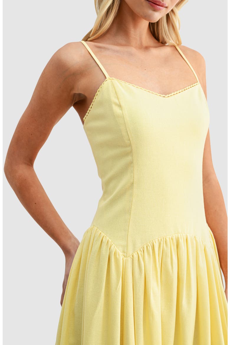 Drop Waist Cotton & Linen Midi Dress, Alternate, color, BUTTER YELLOW