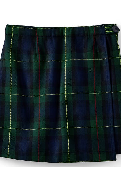 Lands' End School Uniform Girls Plaid A Line Tab Skort Top Of Knee In Black