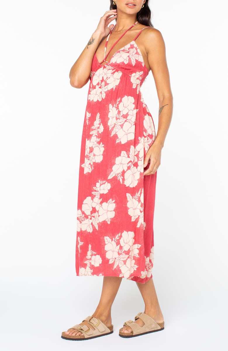 Roxy Sunshine Crush Floral Halter Strap Minidress, Alternate, color, Holly Berry