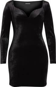 Balenciaga Sweetheart Long Sleeve Velvet Minidress