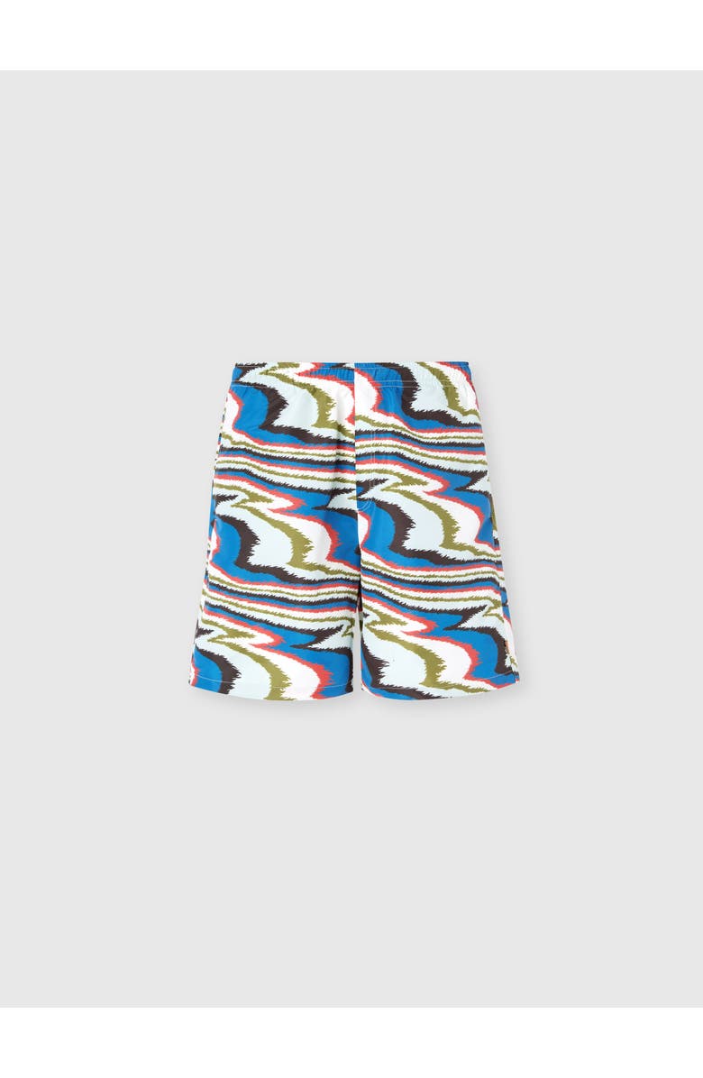 UM Long Swim Shorts With Irregular Zigzag Print, Main, color, Multicoloured