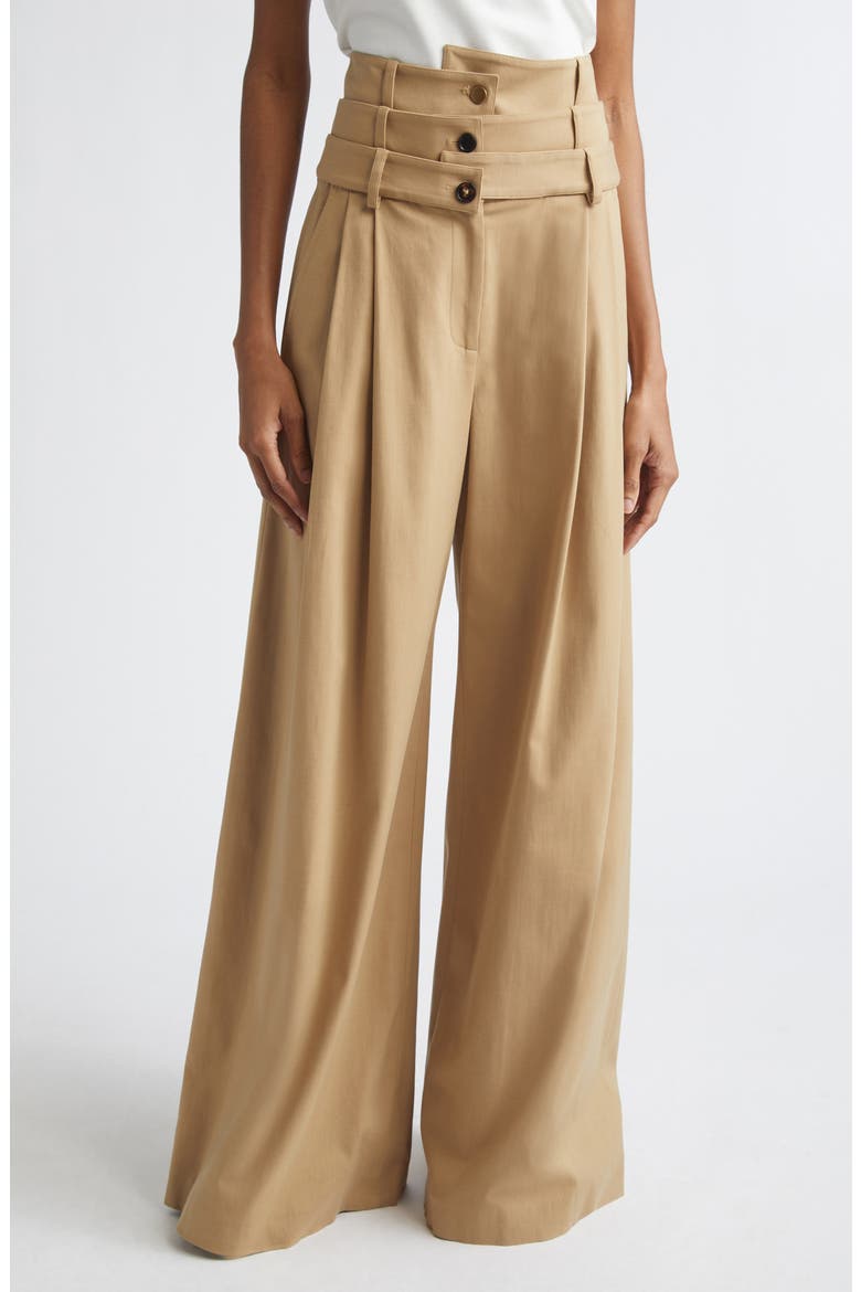 Triple Waistband Wide Leg Pants, Main, color, KHAKI