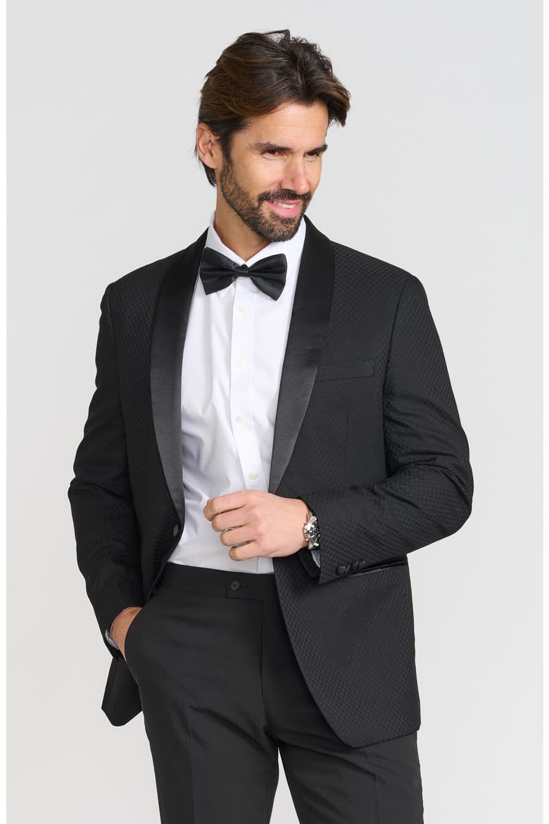 Tonal Jacquard Dinner Jacket, Alternate, color, BLACK