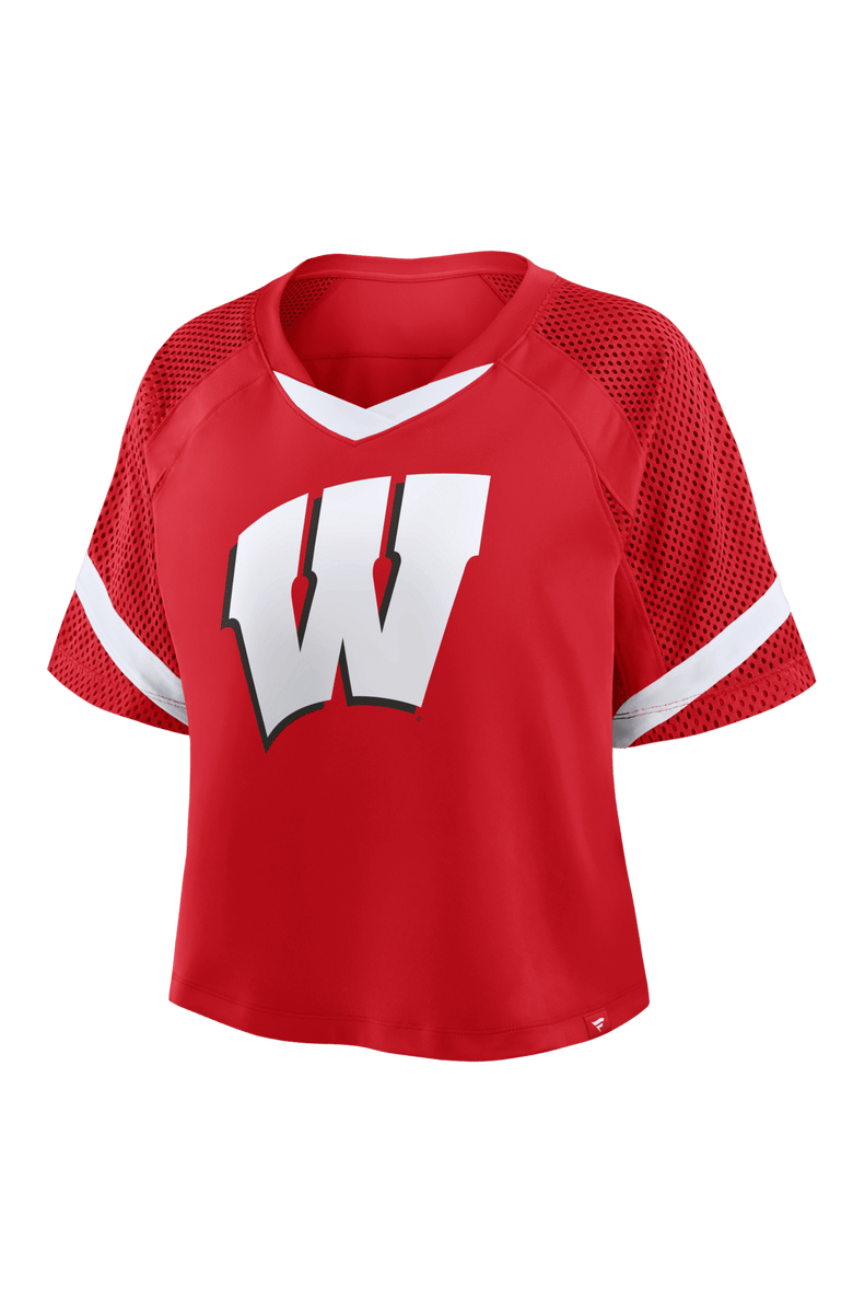 FANATICS Women's Fanatics Red Wisconsin Badgers Oversized Raglan V-Neck Fashion Jersey, Alternate, color, 