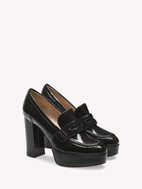 Gianvito Rossi 100mm Patent-leather Platform Loafers In Brown