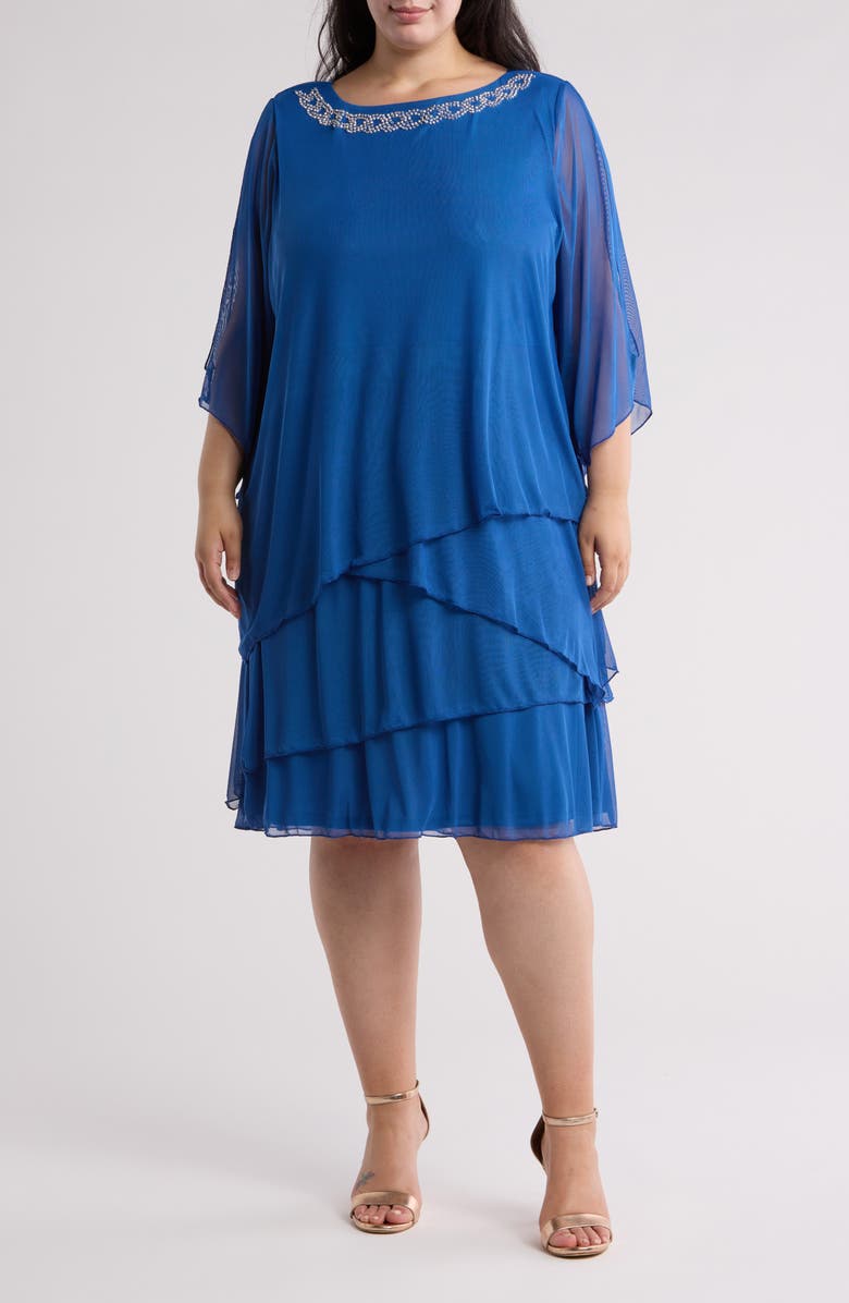 Marina Split Neck Cocktail Dress, Main, color, 