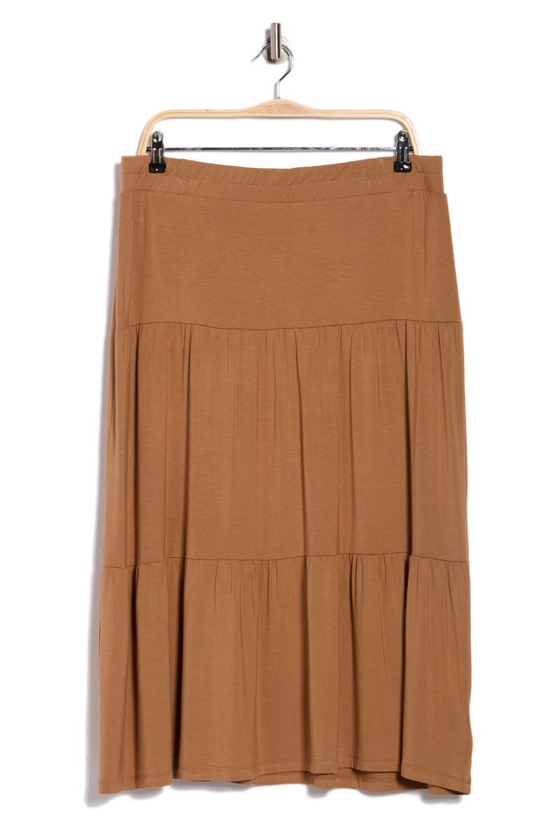 Tiered Jersey Maxi Skirt, Alternate, color, CARAMEL