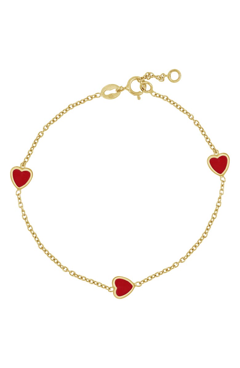 Bony Levy Kids' 14K Gold Heart Station Bracelet, Main, color, 
