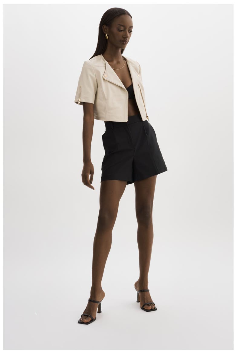 Kirsi Gold | Cropped Biker Jacket, Alternate, color, Bone