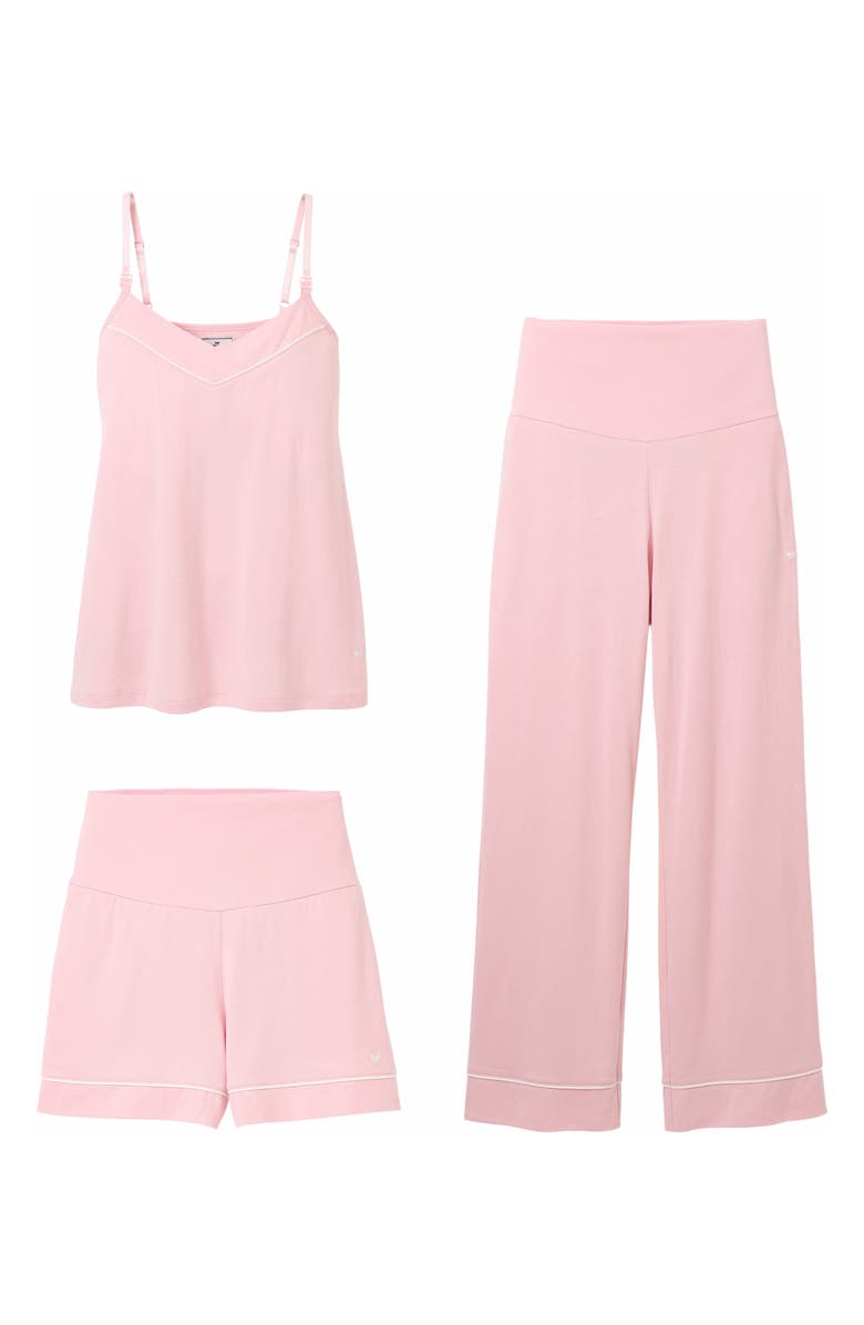 Petite Plume 3-Piece Basics Cotton Maternity Set, Main, color, Pink