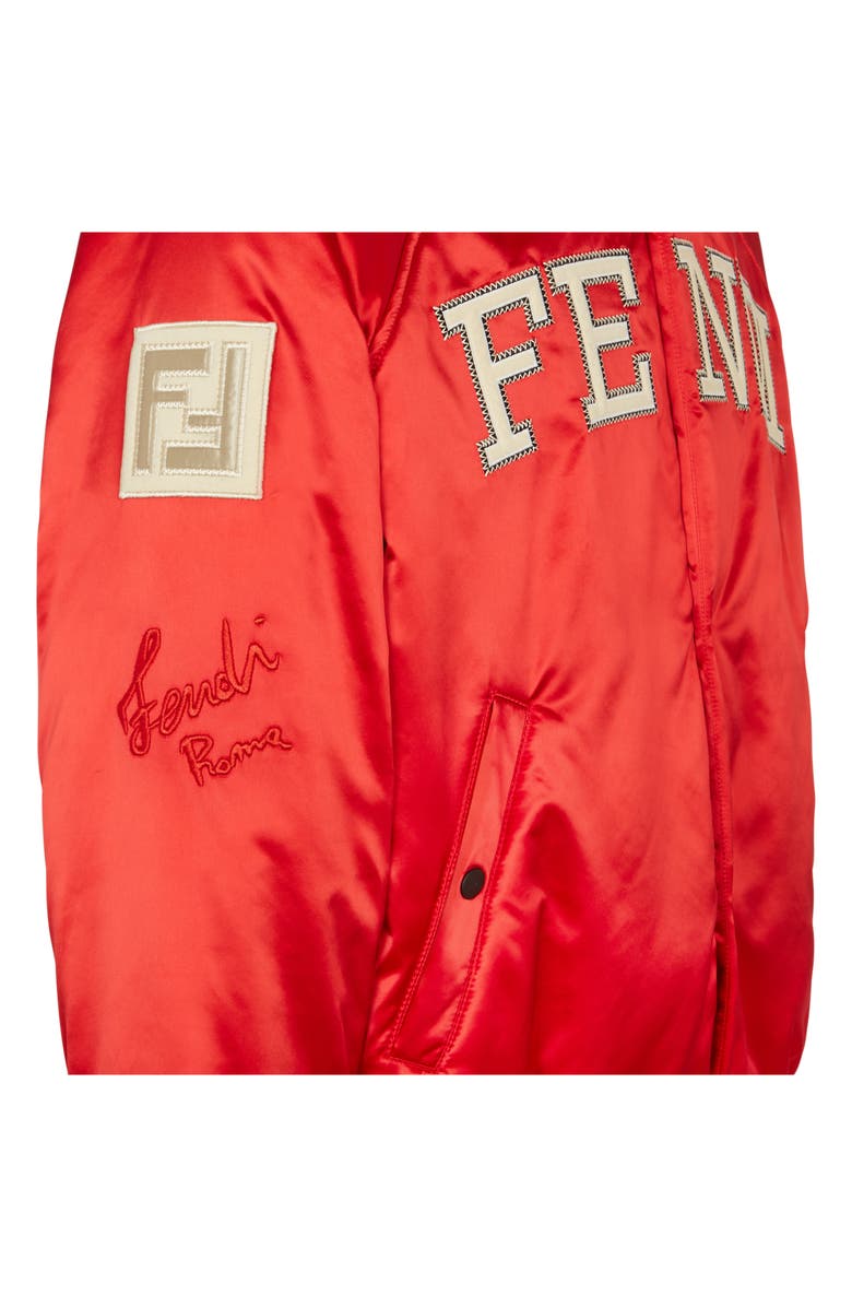 Fendi Logo Satin Bomber Jacket, Alternate, color, 