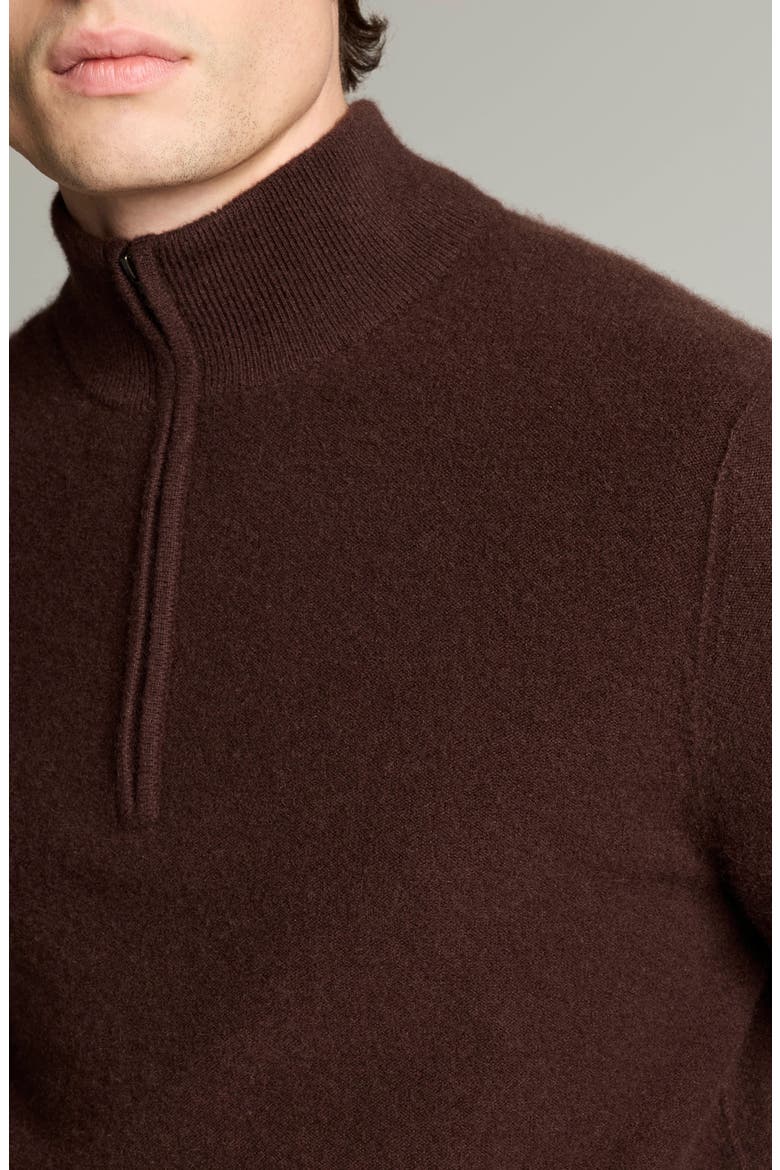 Boiled Cashmere Quarter Zip Sweater, Alternate, color, CHOCOLATE PLUM