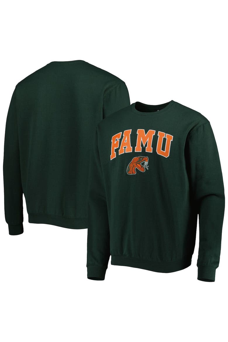 Men's Colosseum Green Florida A&M Rattlers Arch Over Logo Pullover Sweatshirt, Main, color, Green