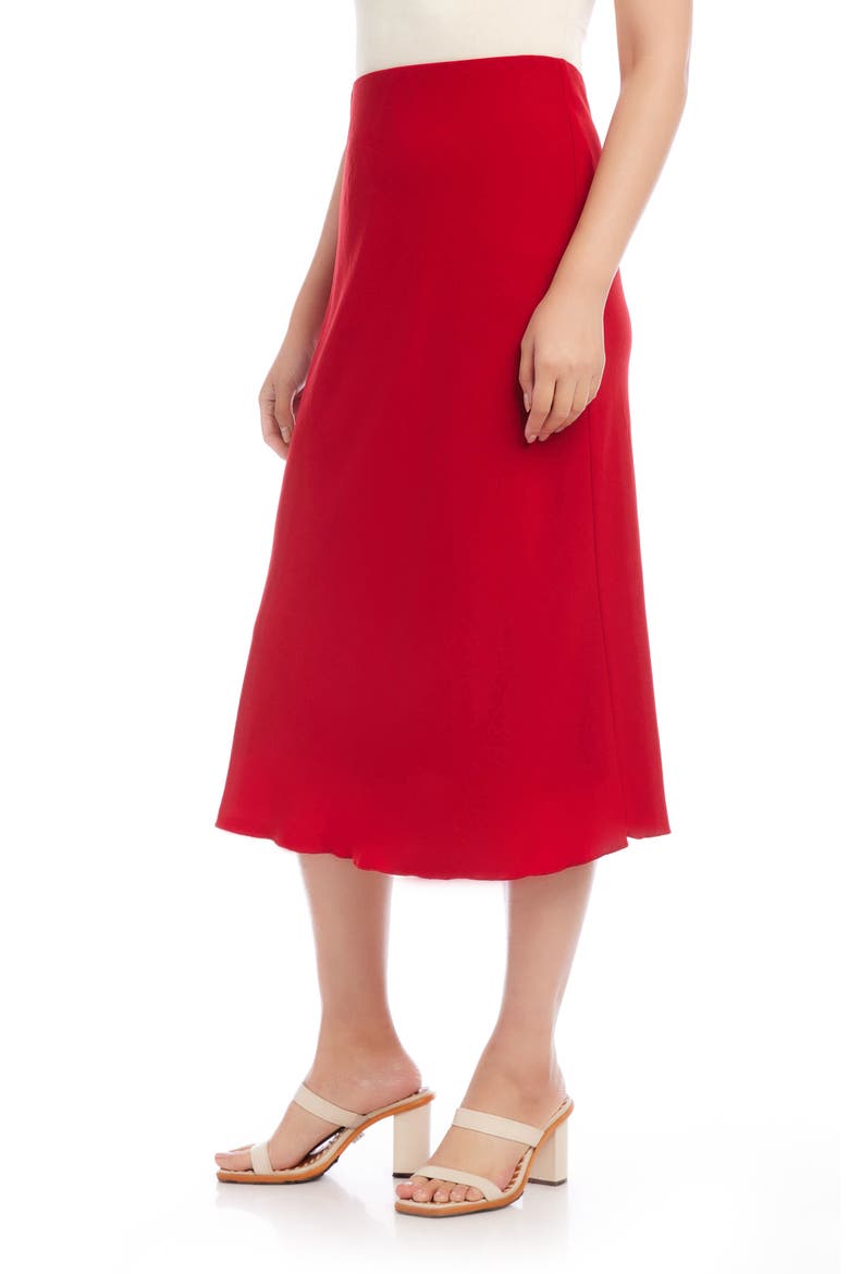 Bias Cut Midi Skirt, Alternate, color, RED