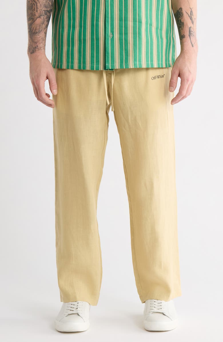 Off-White Staffers Linen Pants, Main, color, Linen Beige Pants