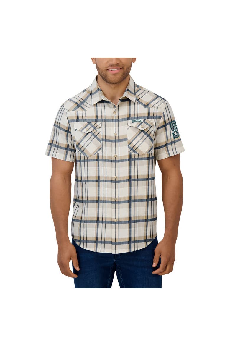 Men's Darius Rucker Collection by Fanatics Navy Seattle Mariners Plaid Full-Snap Shirt, Alternate, color, Navy
