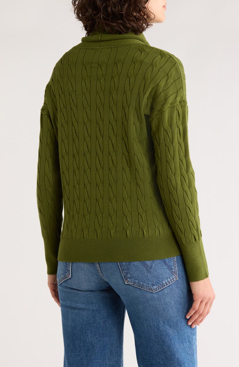 ELIE ELIE TAHARI Cable Stitch Turtleneck Sweater, Alternate, color, Olive Moss Green