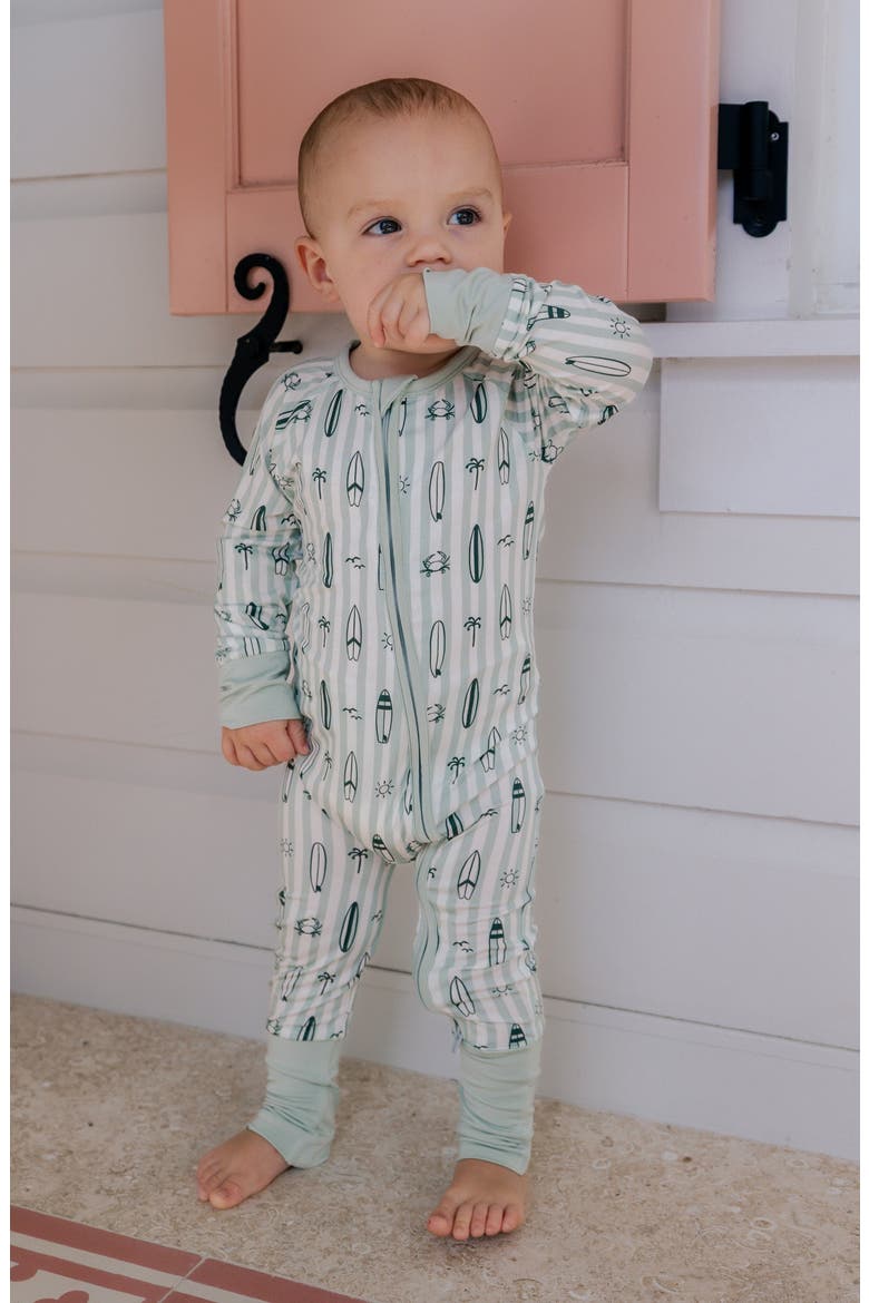 Surfs Up Zipper Romper, Alternate, color, Green Surfs Up